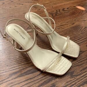 Marc Fisher Gold Metallic Padre Pump Sandal Sz 10 M - NWOT